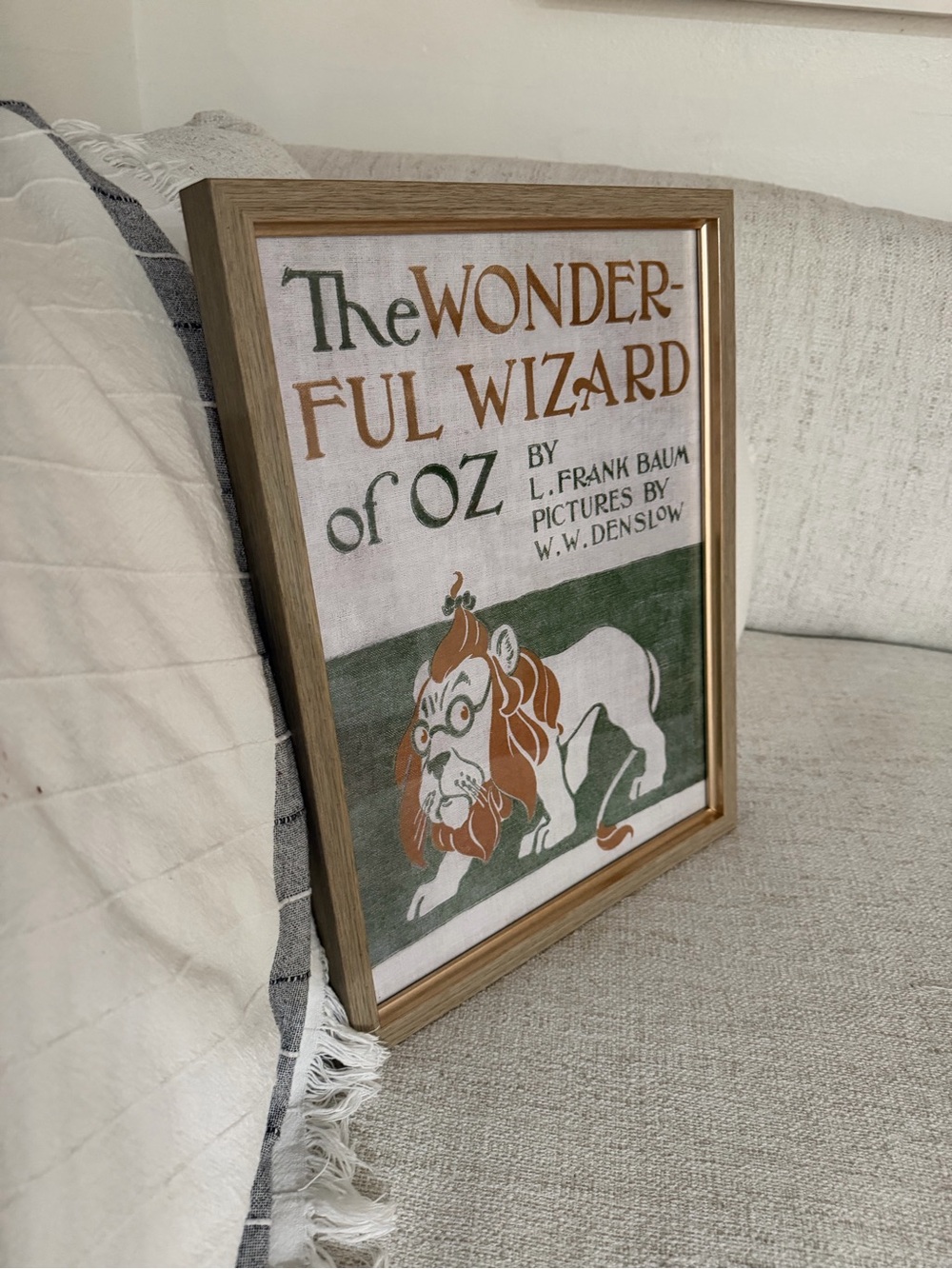 The Wonderful Wizard of Oz Framed Wall Art - Brown/Green first edition book cove